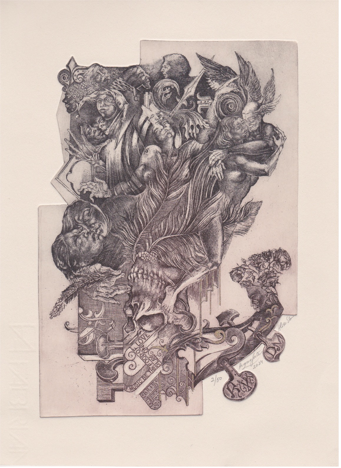 Eets/ aquatint van Elena Hlodec (ROE) uit 2024